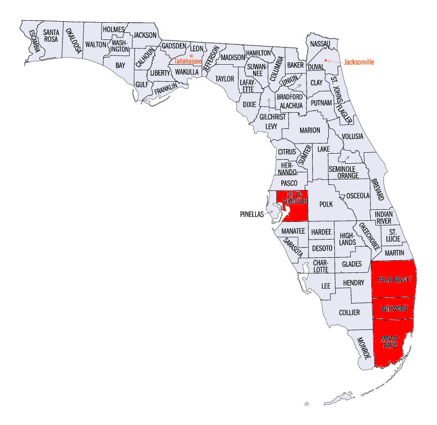 map of florida cities and counties. map of florida counties